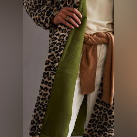 NWT Anthropologie Pilcro Leopard Sherpa Duster Jacket. Size S. - Picture 3 of 6